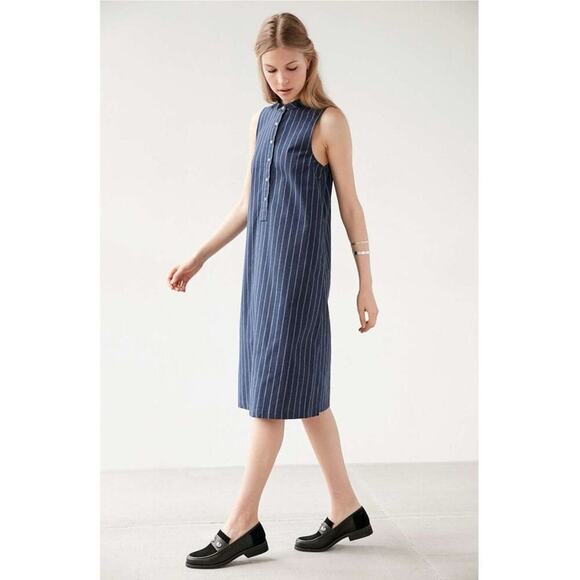 UO Lucca Couture Navy Striped Button-Down Midi Dress - Picture 1 of 7